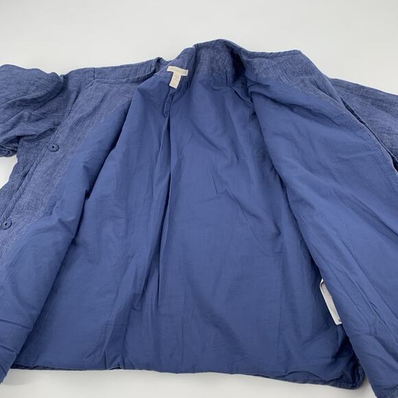 $188 Eileen Fisher Organic Linen Twill Snap Front Jacket Medium Blue Chambray M - Picture 5 of 8